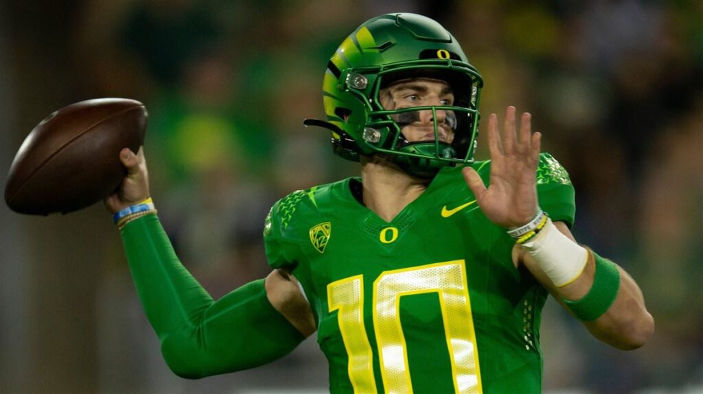 Bo Nix, the quarterback from Oregon, has been identified as a potential first-round choice for the Raiders.