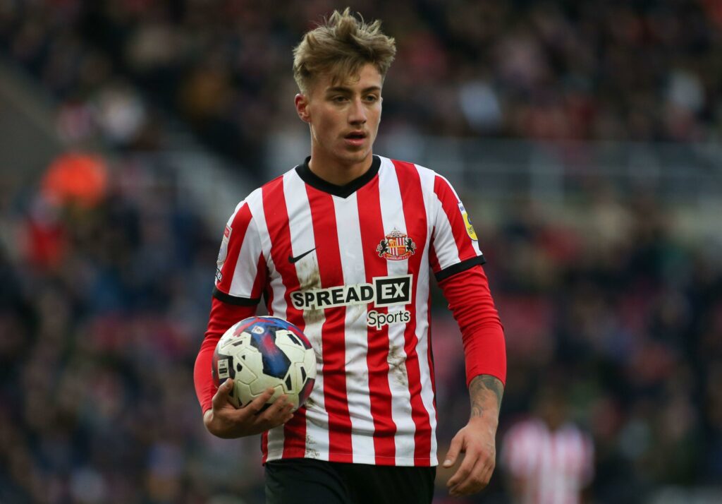 Sunderland's Jack Clarke during the Sky Bet Championship match between Sunderland and Blackburn Rovers at the Stadium Of Light, Sunderland on Monday 26th December 2022. (Credit: Michael Driver | MI News)